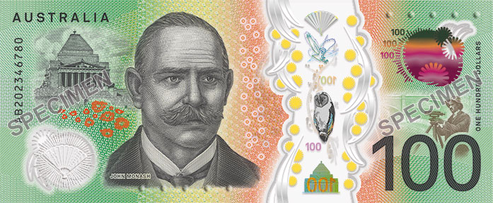 The new generation $100 banknote - serial number side.